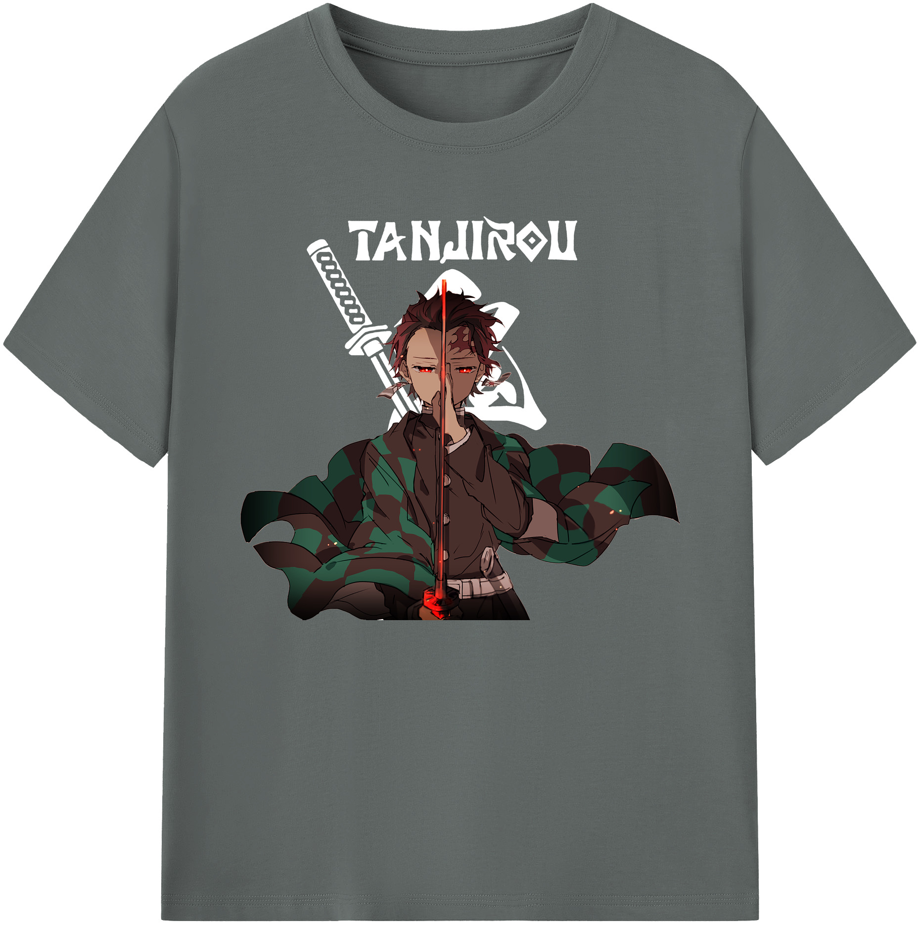 （画像用） 鬼滅の刃 竈門 炭治郎／かまど たんじろう Kamado Tanjirou 綿100％ メンズ半袖Tシャツ｜肌触りやわらか＆通気性